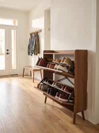 SensaHome Japandi shoe cabinet walnut 80x23.5x95 cm